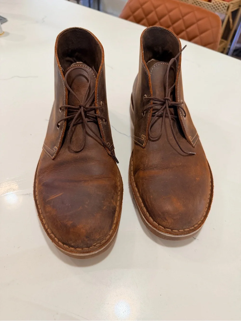 Clarks Men's Chocolate Brown Leather Chukka Boots, leather laces size 9.5